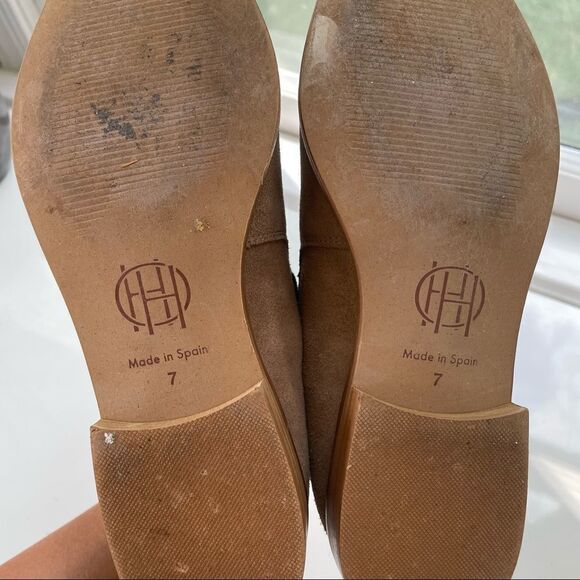 HOUSE OF HARLOW 1960 Low cut tan suede ankle bootie back zip sz 7 made in Spain - Picture 10 of 10